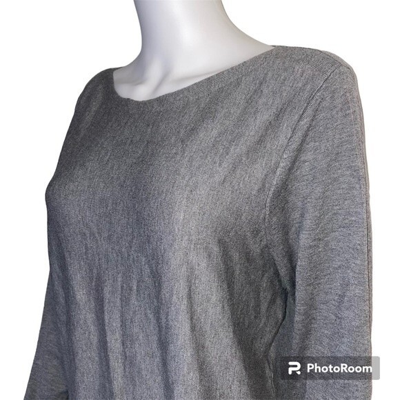 Chicos Long Sleeve Boat Neck Gray Lightweight Pull Over Sweater Size 3 - Picture 3 of 6
